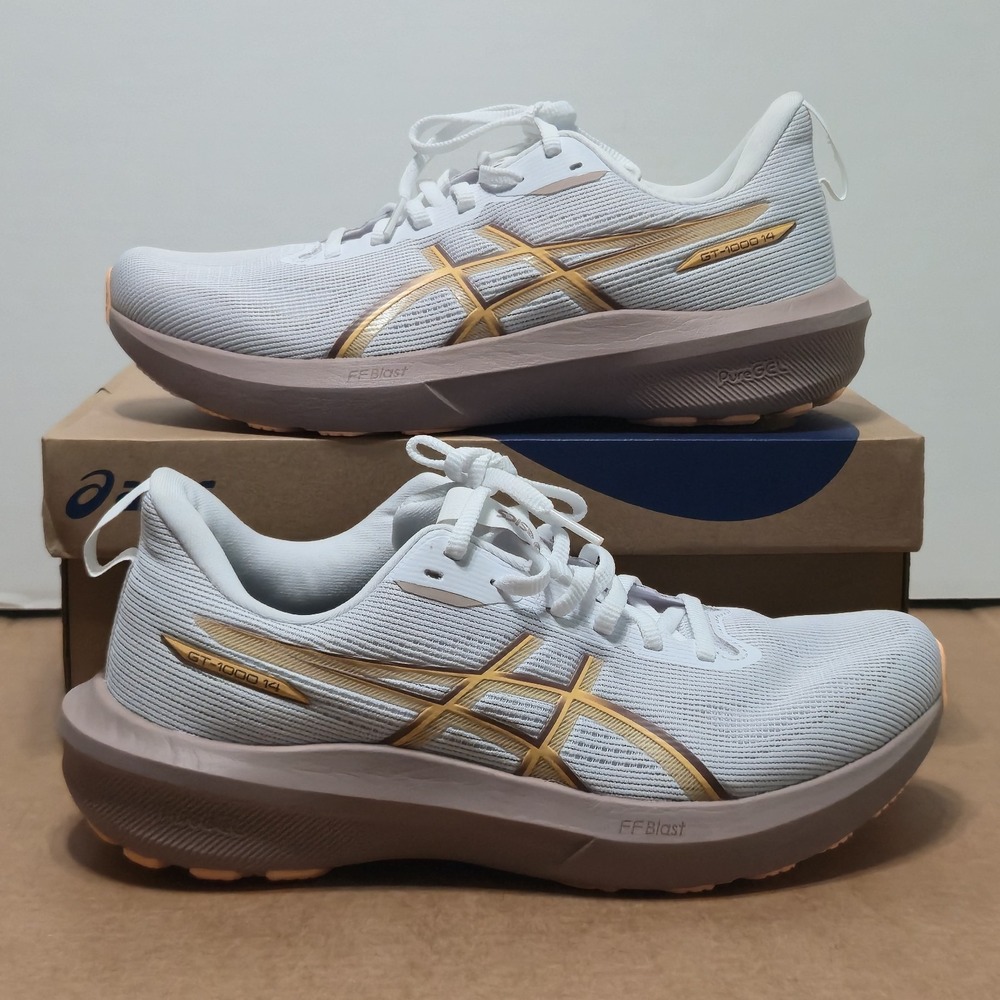New ASICS GT-1000 14 Womens Running Shoes White Rubble Red Size 10 1012B859-100